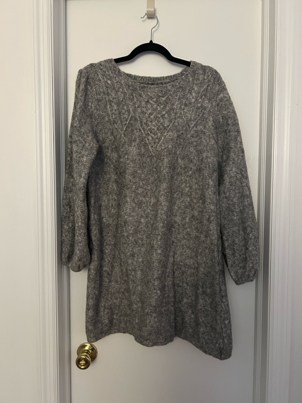 Max Studio Heather Gray Cable Knit Sweater Dress